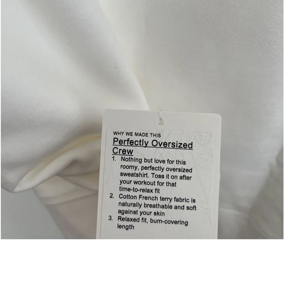 Lululemon NWT Perfectly Oversized Crew Size 10 white - Picture 3 of 3